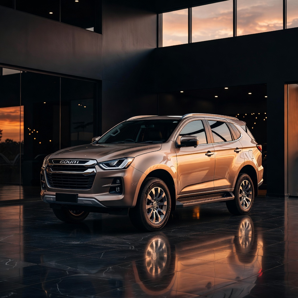 Automotive hero image with evening city background